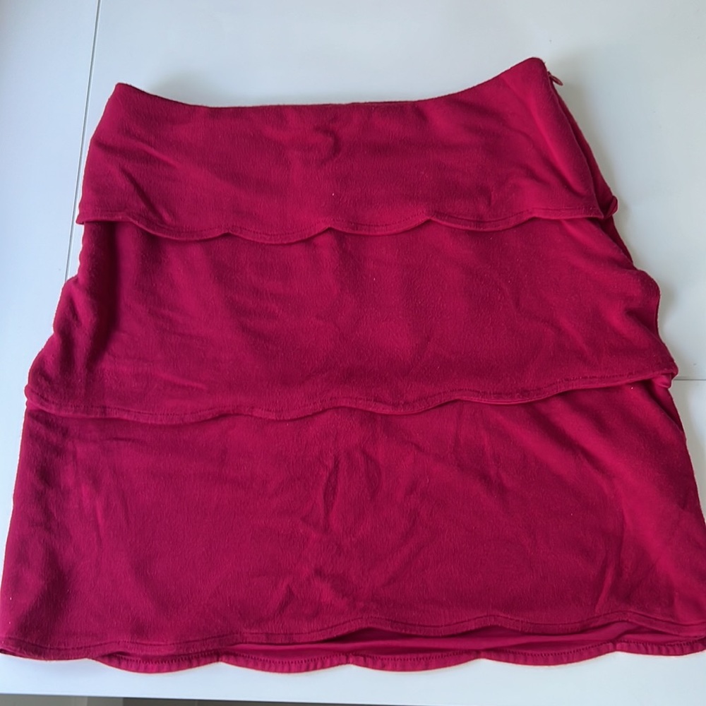 Banana republic women small pink fucsia scallop skirt tiered stretchy Y2K